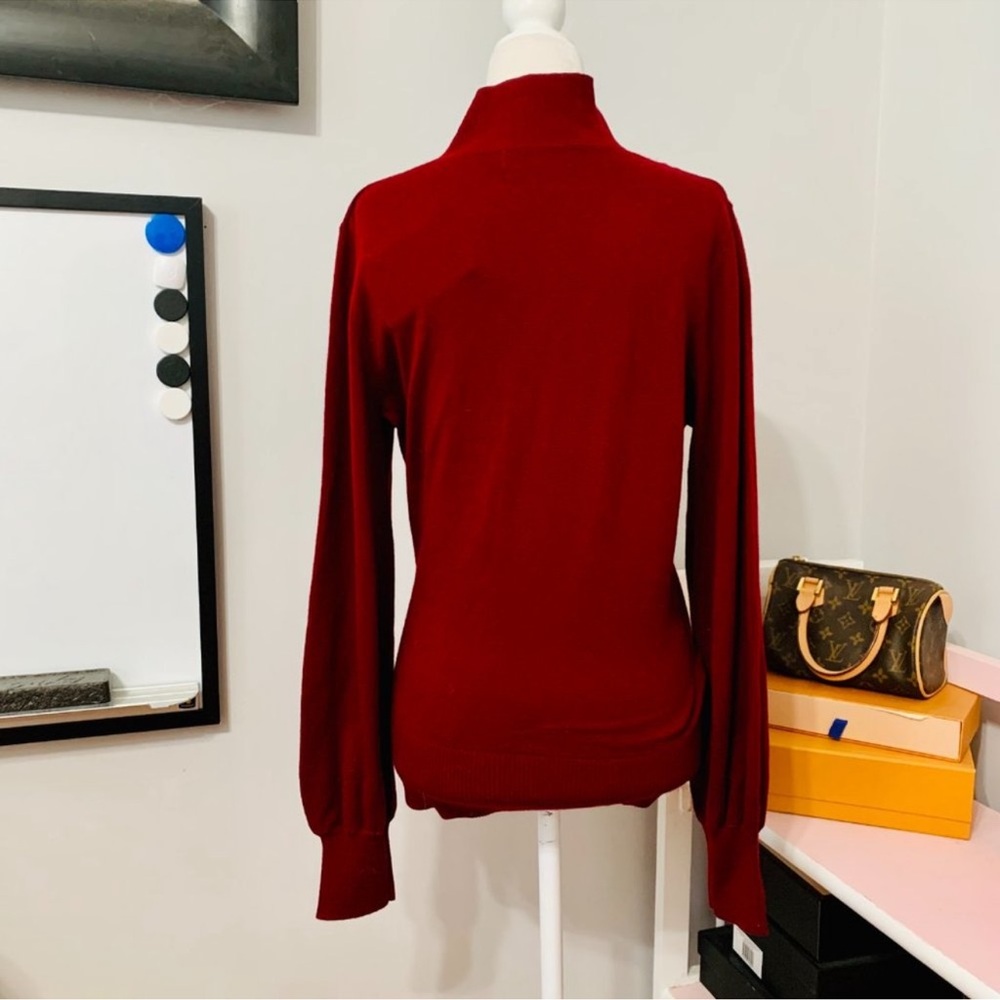 NICHOLAS Aliyah Burgundy wool Cut-Out turtleneck sweater top - Picture 7 of 9